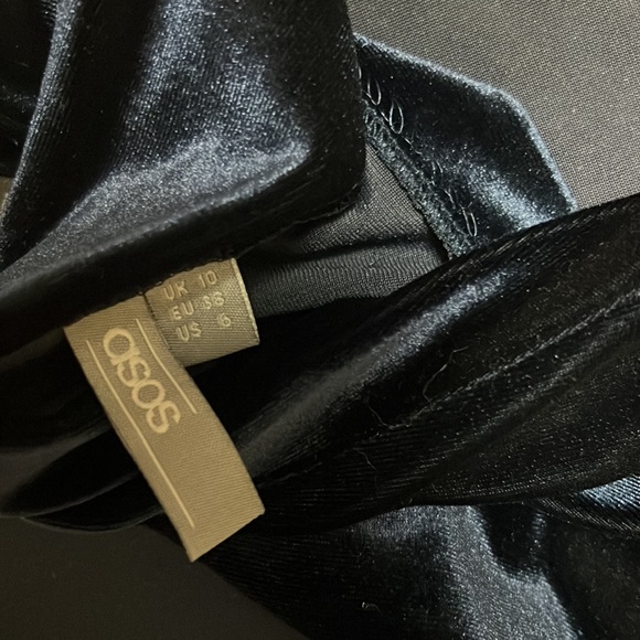 Asos | Blue Velvet Plunge Halter - Picture 3 of 5